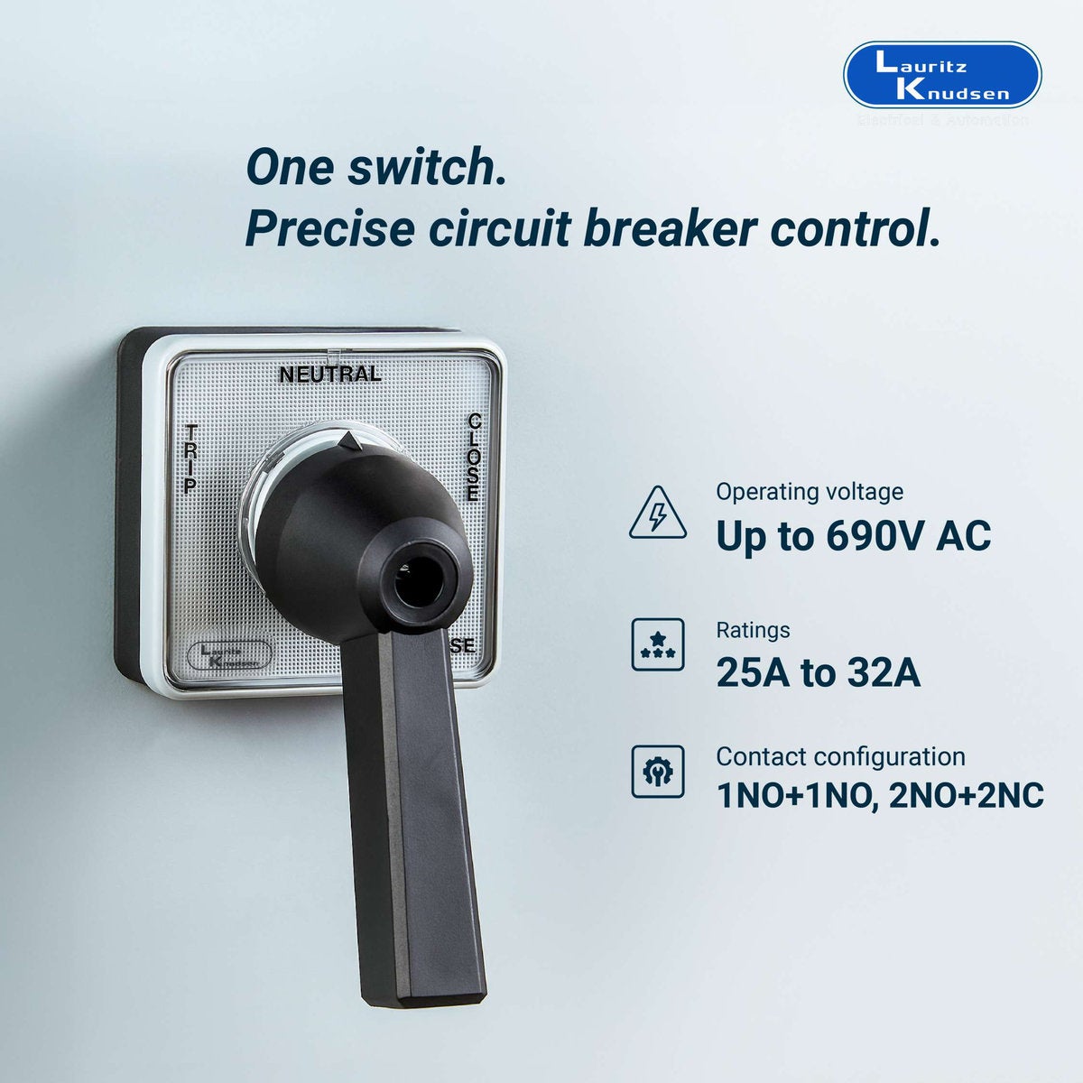 Lauritz Knudsen Breaker Control Switch  (1 trip, 1 Close) 25A Pole 