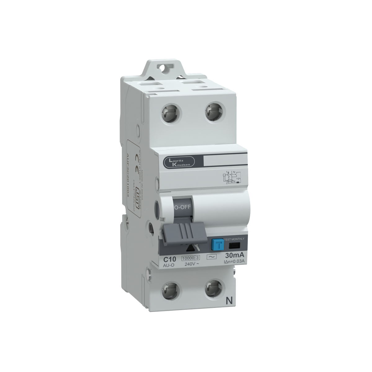 Lauritz Knudsen AU RCBO 10A DP 240V AC 10kA 30mA C Curve 