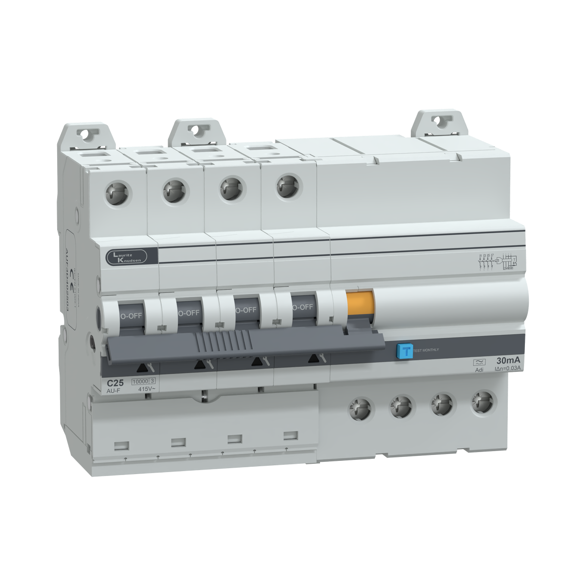 Lauritz Knudsen AU RCBO 25A FP 415V Adi 10kA 30mA C Curve 