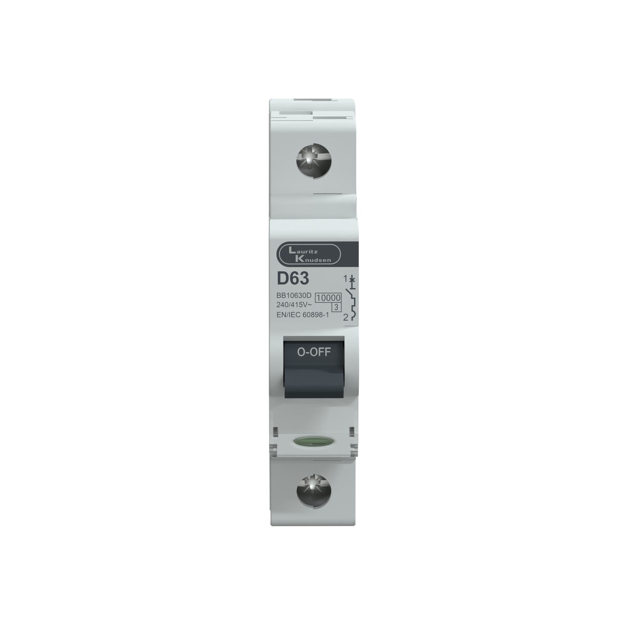 Lauritz Knudsen EXORA, MCB, 1 Pole, 240V AC, 10kA, D Curve, 63A