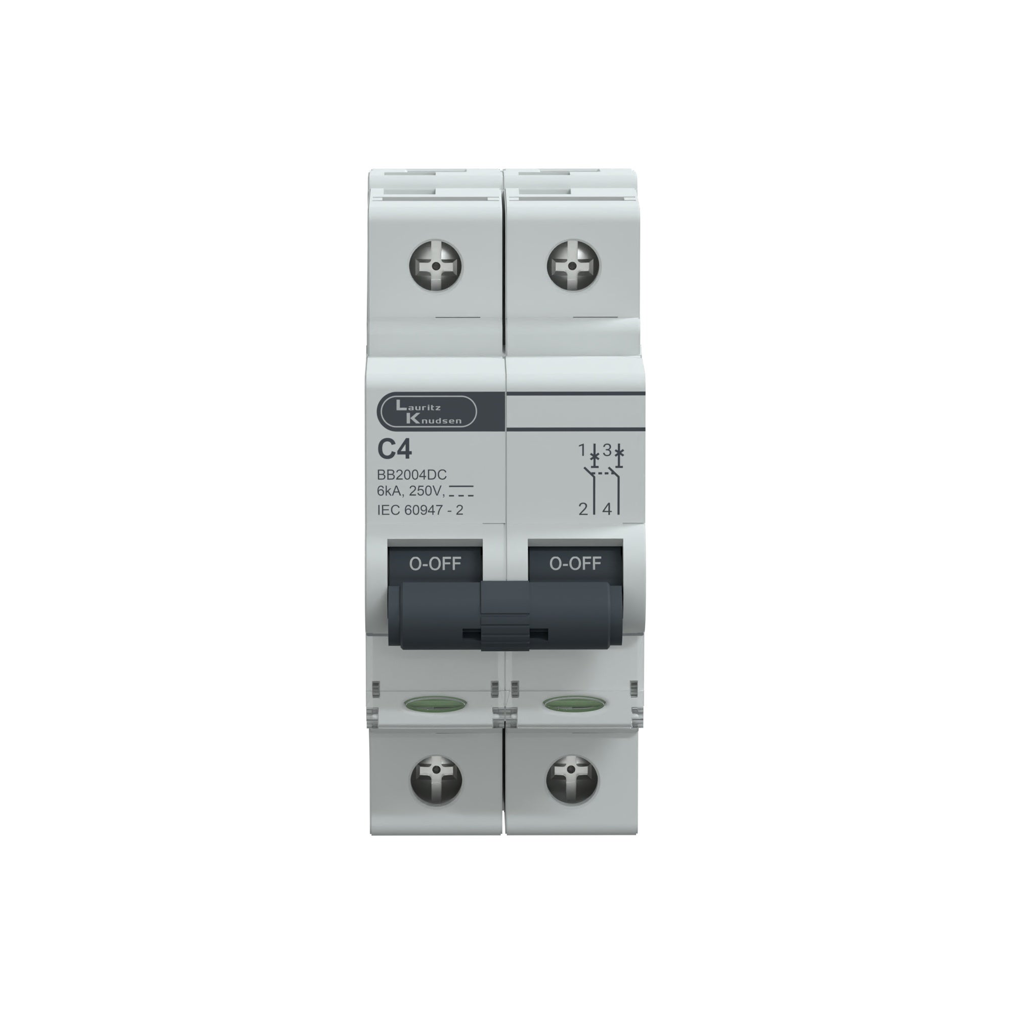 Lauritz Knudsen EXORA, MCB, 2 Pole, 250V DC, 6kA, C Curve, 4A