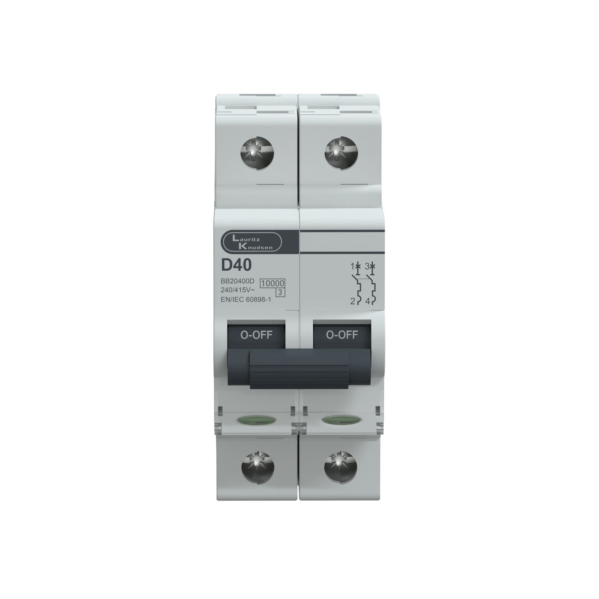 Lauritz Knudsen EXORA, MCB, 2 Pole, 240V AC, 10kA, D Curve, 40A
