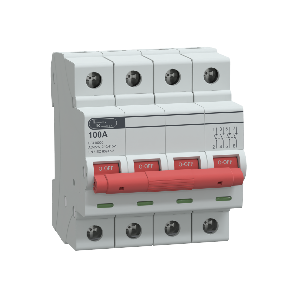 Lauritz Knudsen EXORA, Isolator, 4 Pole, 415V AC, 100A