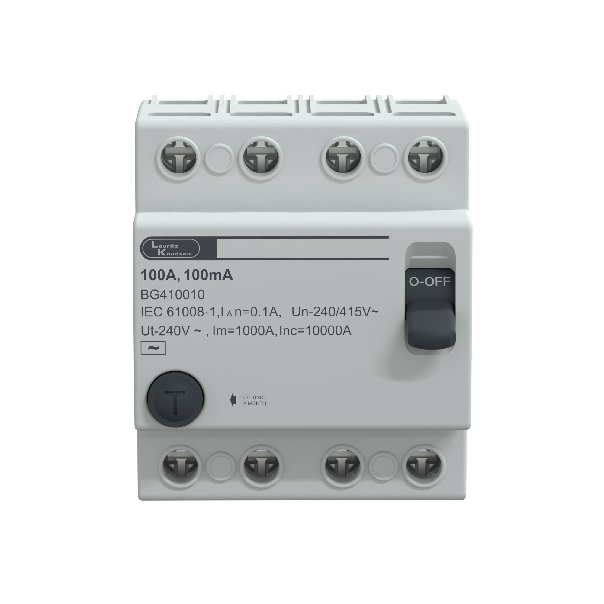 Lauritz Knudsen EXORA, RCCB, 4 Pole, 415V AC, 100mA, 100A