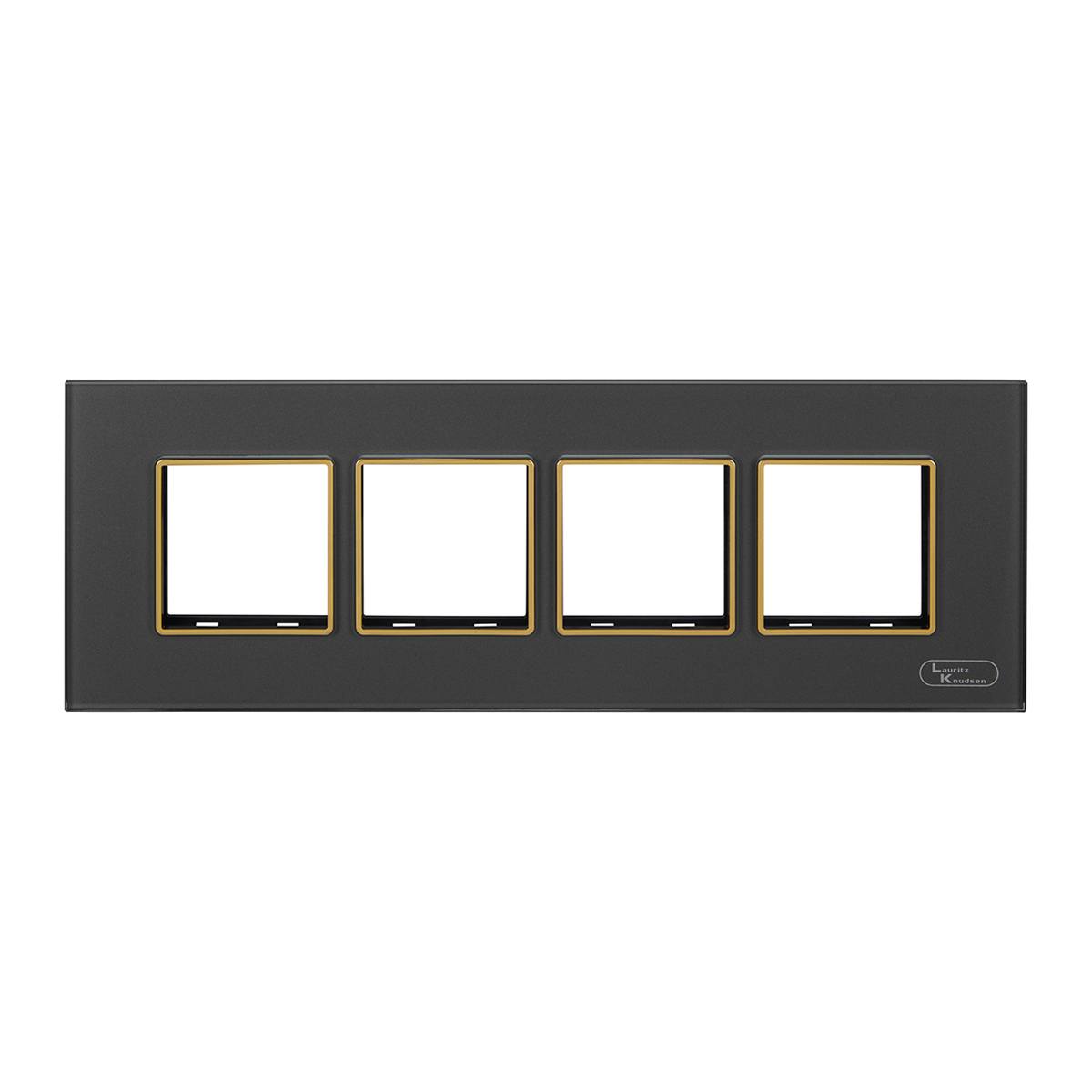 Lauritz Knudsen Entice Modular Switch Glass Plates | 8 Module | With Grid Frames | With Glass Finish | Horizontal (Classic Grey)