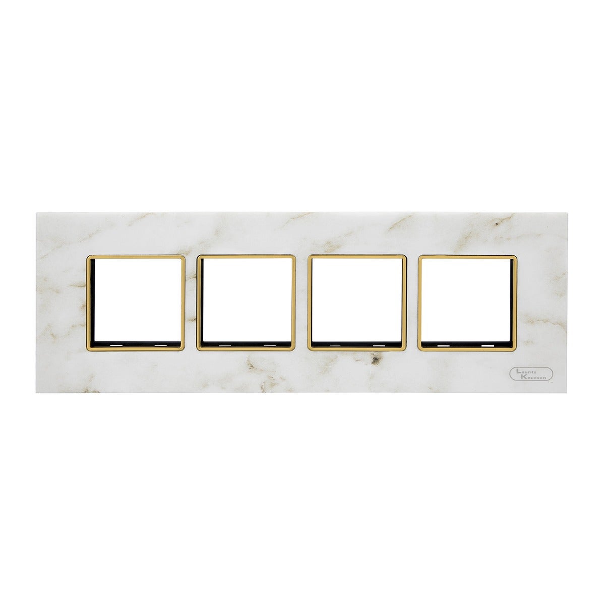 Lauritz Knudsen Entice Modular Switch Marble Plates | 8 Module | With Grid Frames | With Marble Finish | Horizontal (White)