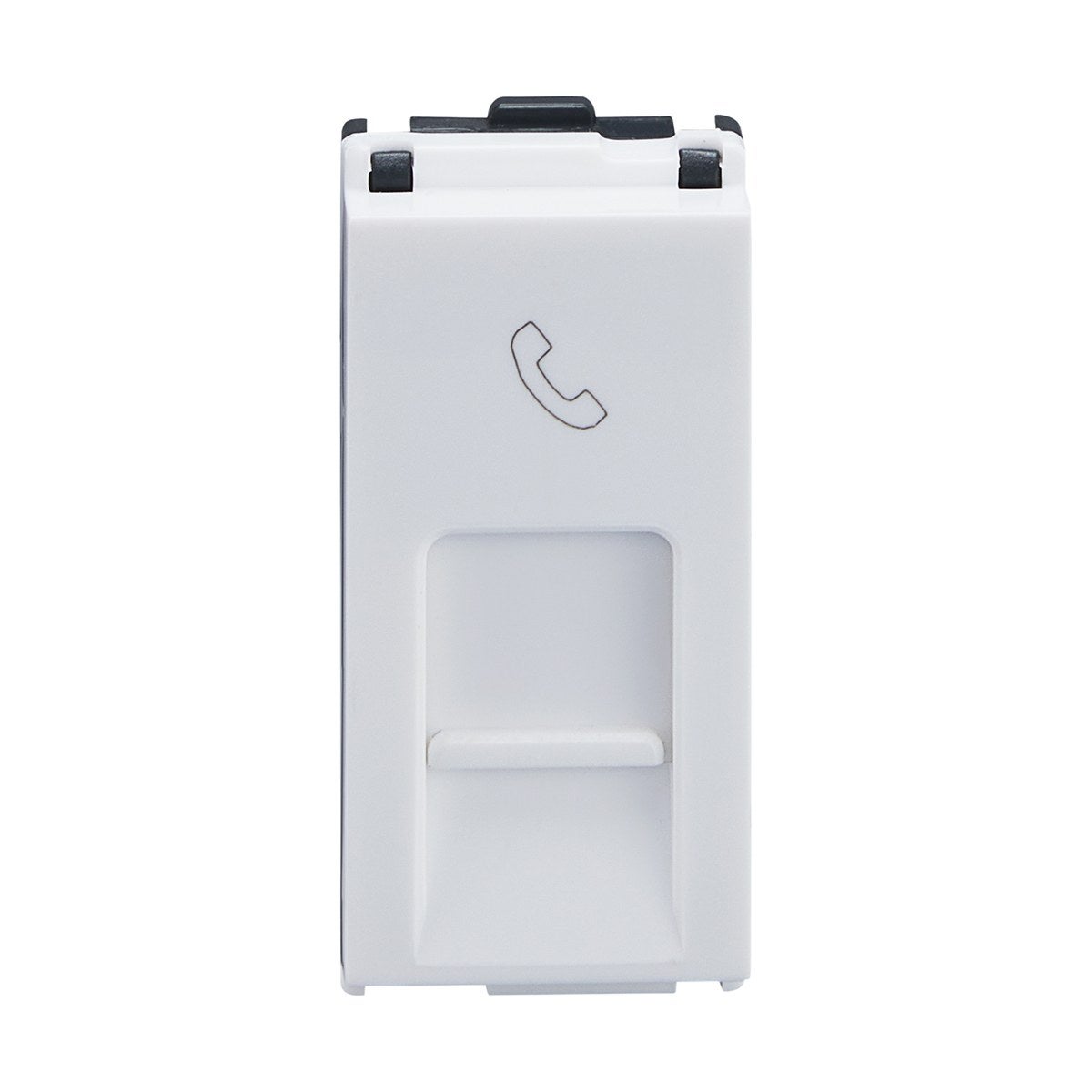 Lauritz Knudsen Englaze Data Socket RJ 11 | With Safety Shutter | 1 Module (Snow White)