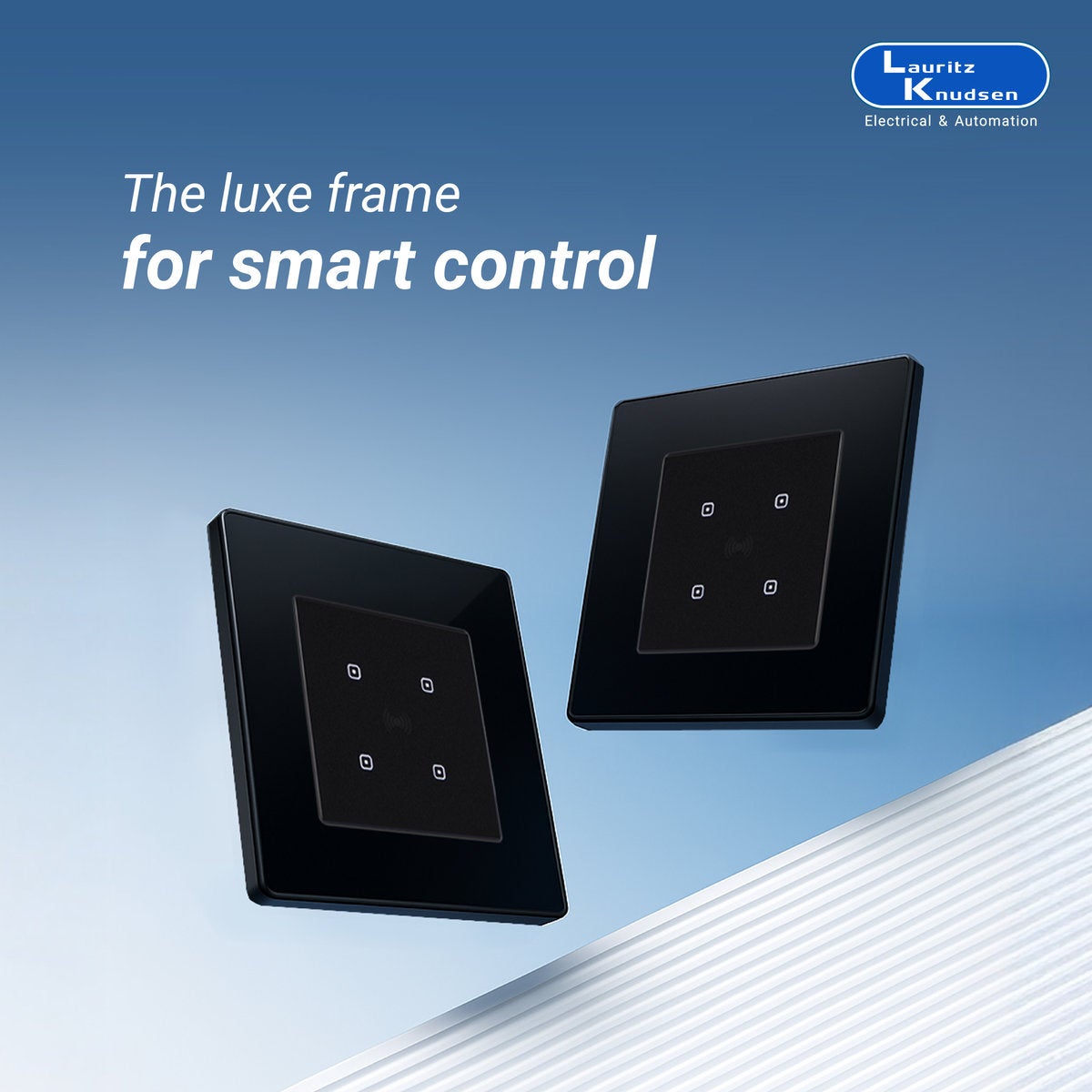 Lauritz Knudsen Englaze Modular Switch Glass Plates | 2 Module | Without Grid Frames | With Glass Finish (Midnight Black)