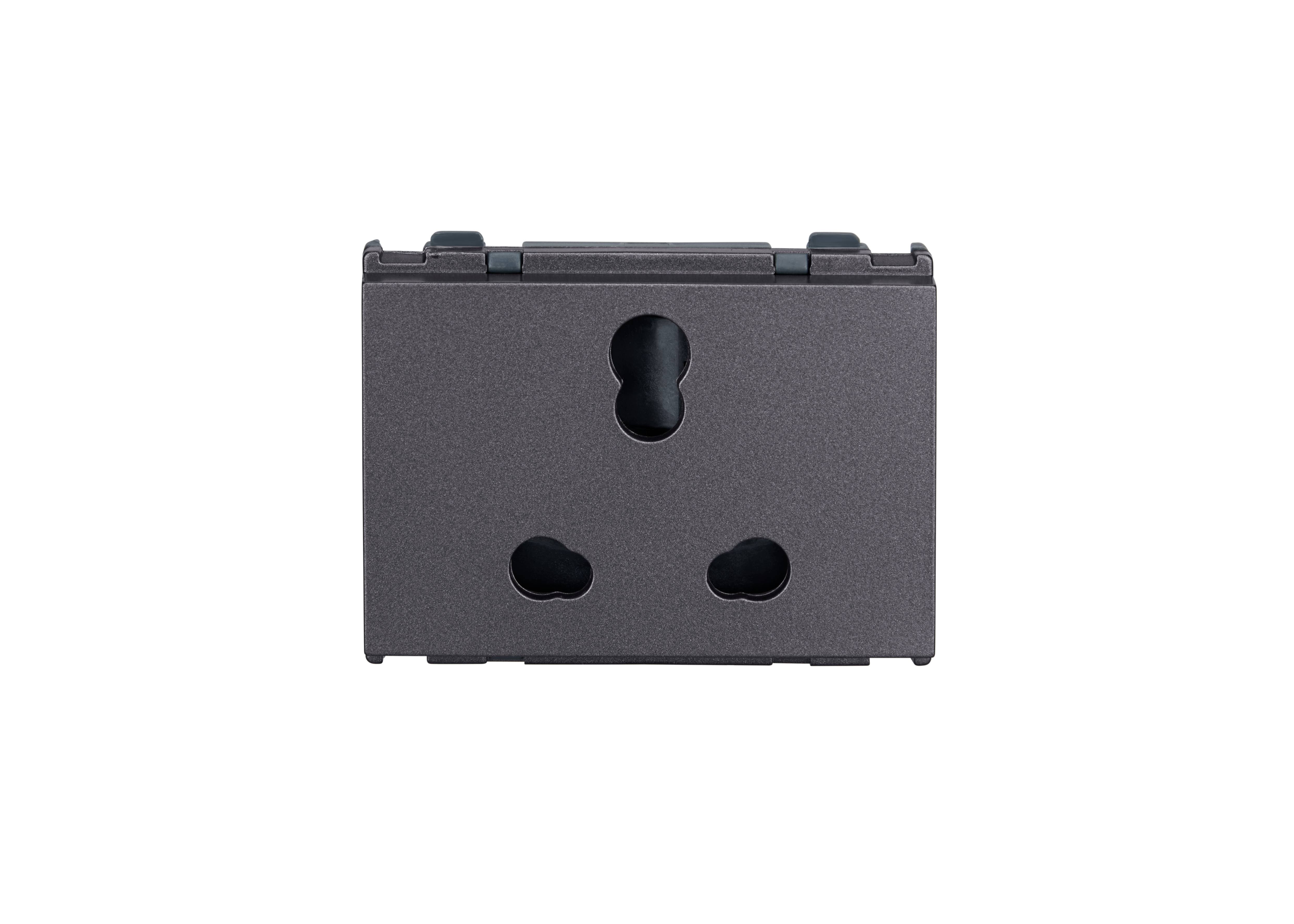 Lauritz Knudsen englaze Power Socket, 6A/16A | 3 Pin Combi | 3 Module | with Safety Shutter | ISI Certified (Mountain Grey)