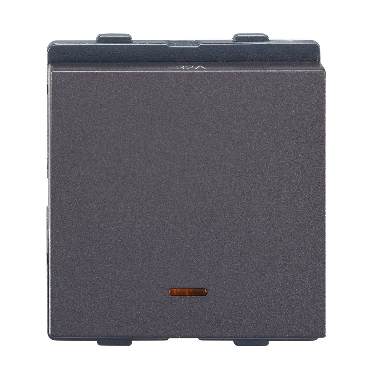 Lauritz Knudsen Englaze Switch, Double Pole with Indicator, 32A | 2 Module | Mega Switch | ISI Certified (Mountain Grey)