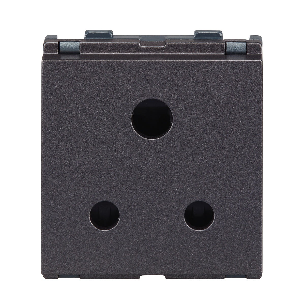 Lauritz Knudsen Englaze Power Socket, 6A | 3 Pin | 2 Module | with Safety Shutter | ISI Certified | Heavy Duty (Mountain Grey)
