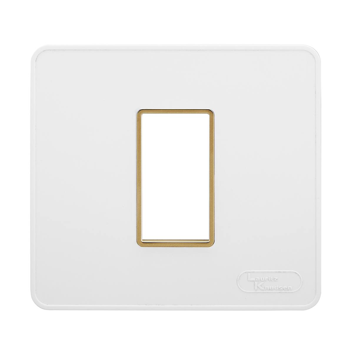 Lauritz Knudsen enGem Cover Plates | 1 Module | with Golden Bezel Finish | Premium Look | Clean & elegant finish | White Color