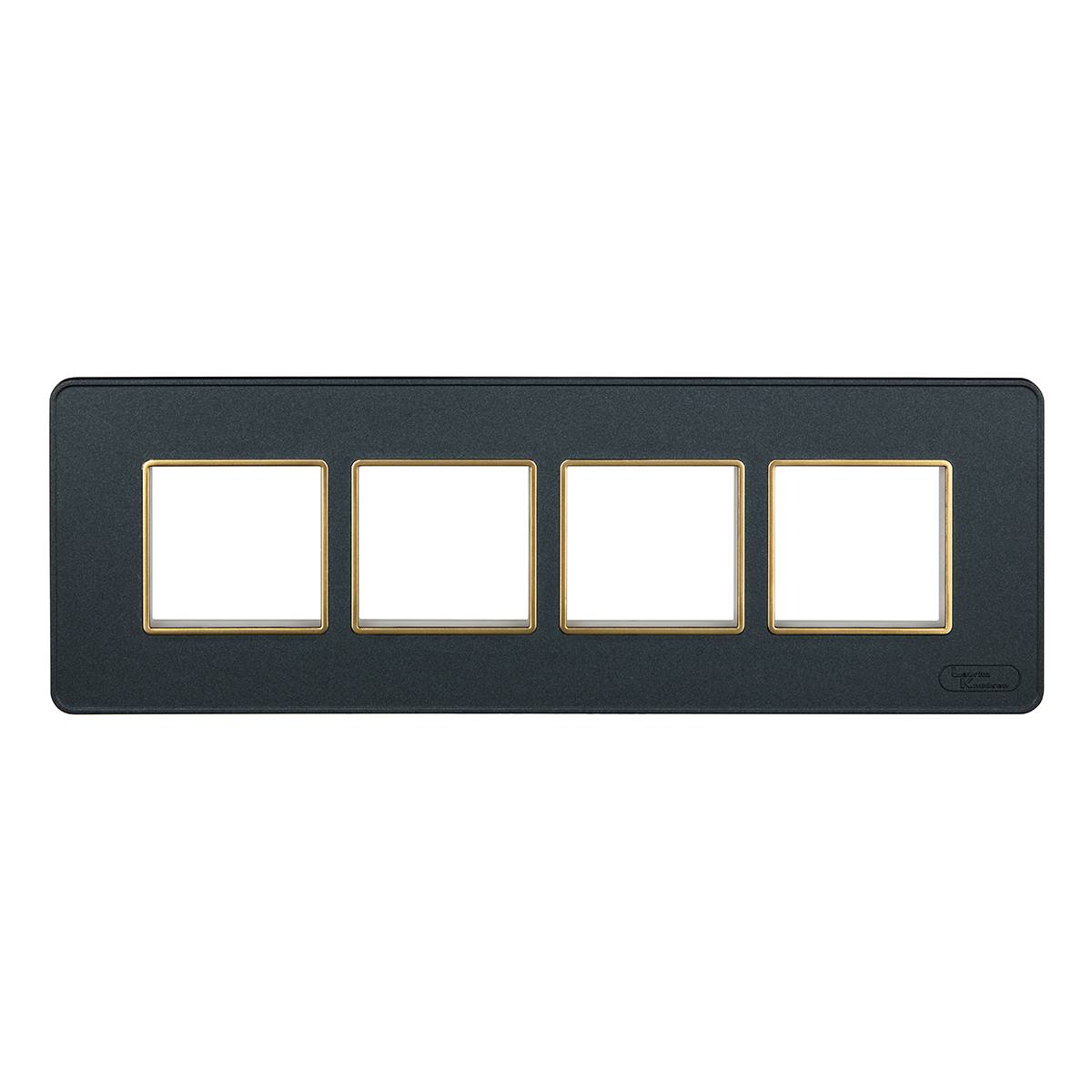 Lauritz Knudsen enGem Cover Plates | 8 Module | with Golden Bezel Finish |Premium Look (Horizontal) | Clean & elegant finish | Stone Grey Color