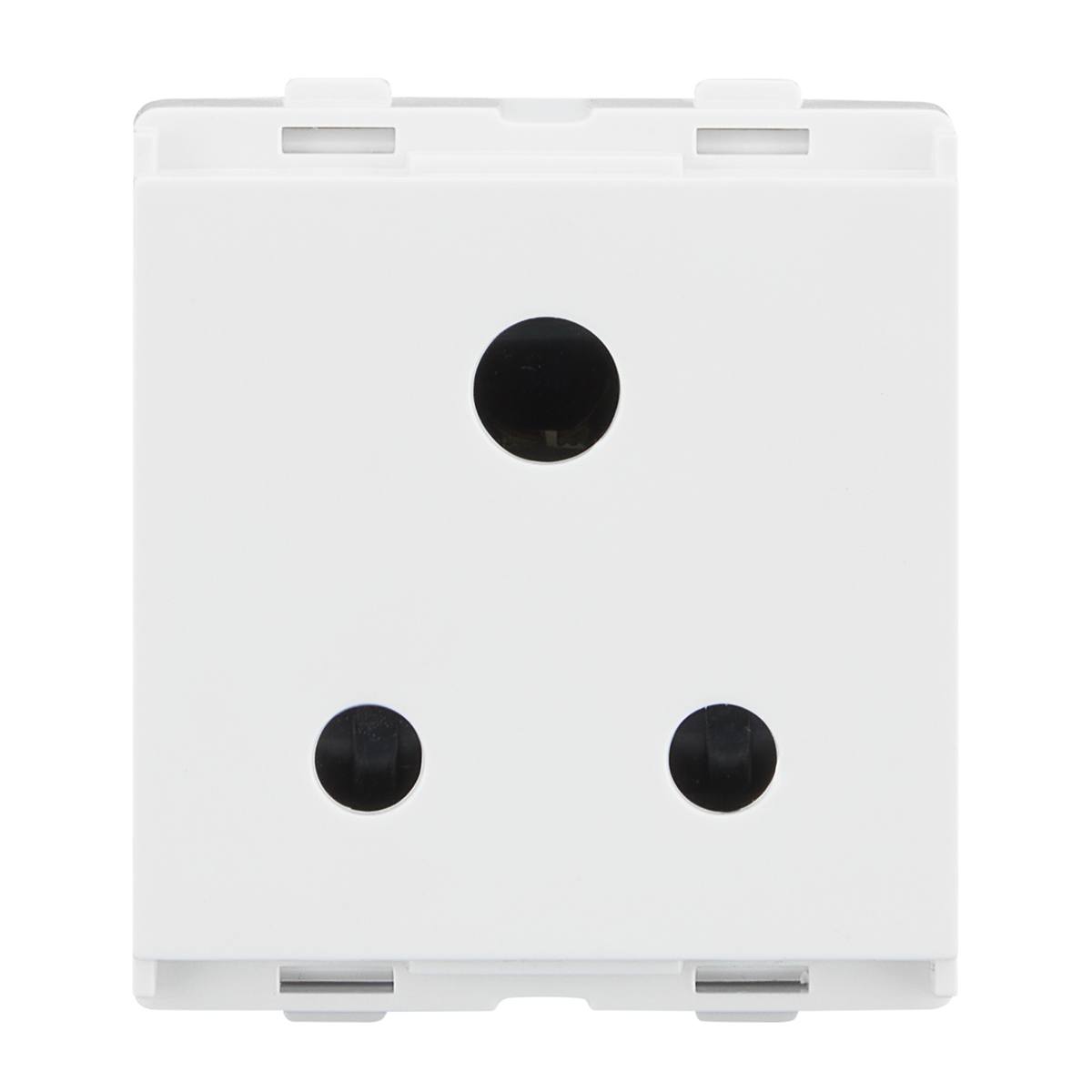 Lauritz Knudsen enGem Power Socket, 6A | 3 Pin | 2 Module | with Safety Shutter | ISI Certified | Heavy Duty | Designed for safe & reliable power connection | White Color