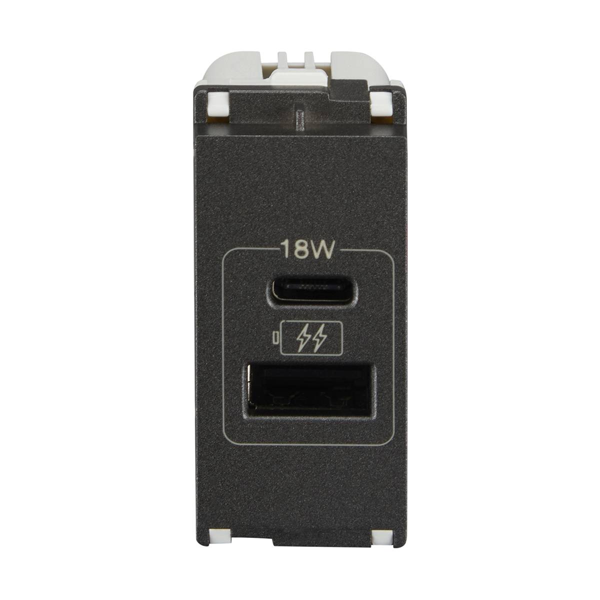Lauritz Knudsen Encurve Usb Charger 18W Typea & C 1 Module Magnesium Grey