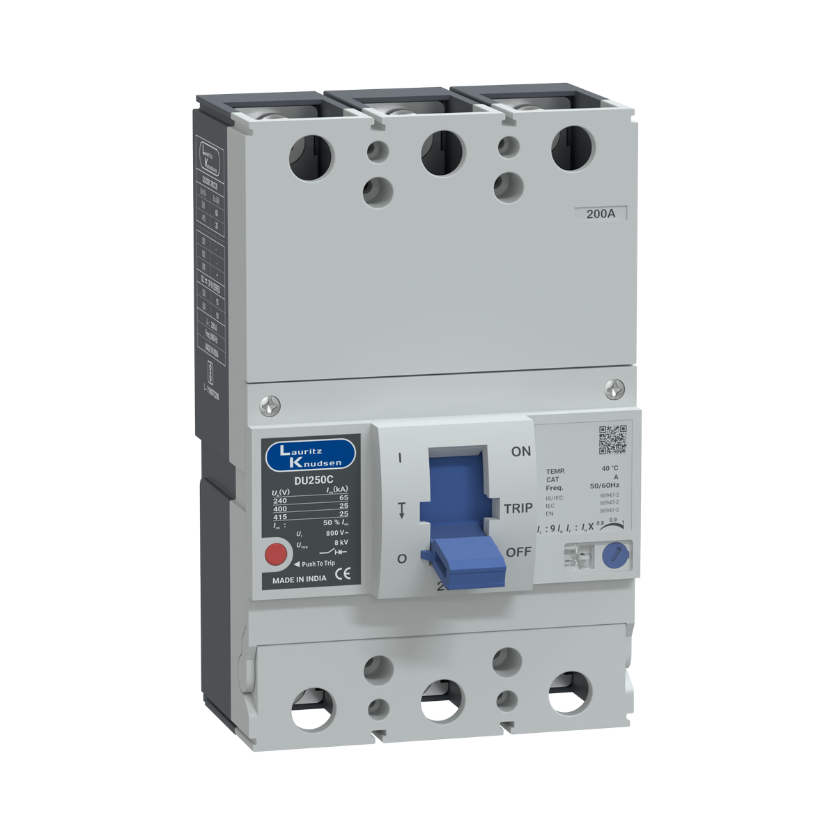 Lauritz Knudsen DU250C MCCB 200A 3P 415V AC 25kA Thermal Magnetic 50/60 Hz