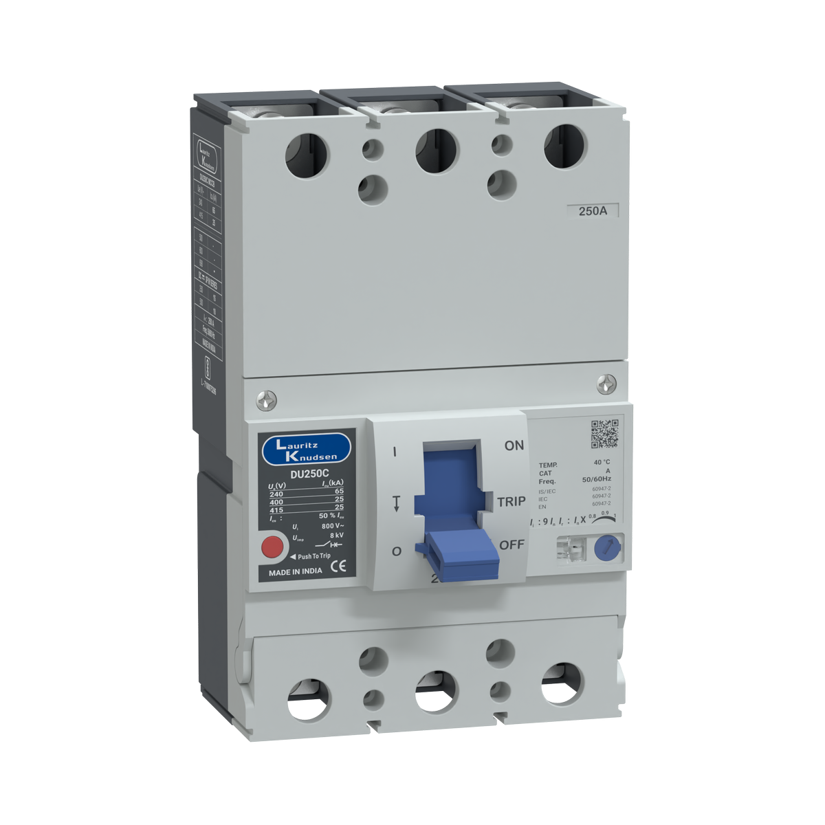 Lauritz Knudsen DU250C MCCB 250A 3P 415V AC 25kA Thermal Magnetic 50/60 Hz