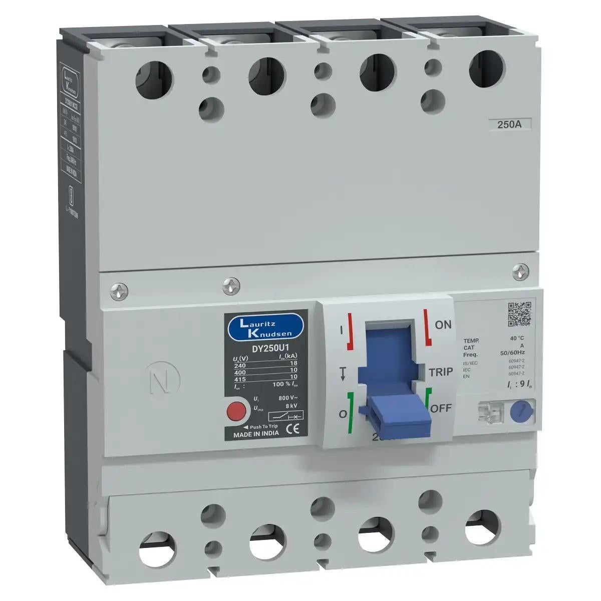 DY250U1 MCCB 250A 4P 415V AC 10kA Thermal Magnetic 50/60 Hz