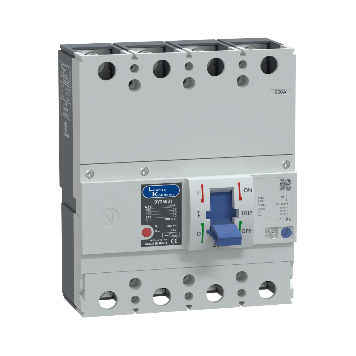Lauritz Knudsen DY250U1 MCCB 250A 4P 415V AC 10kA Thermal Magnetic 50/60 Hz
