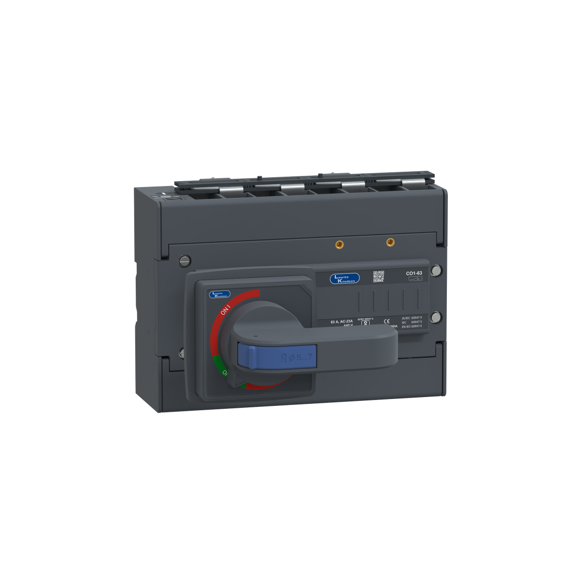 Lauritz Knudsen C-Line Manual Changeover Switch FR1 63A 4P 415V AC Open Execution Extended Handle