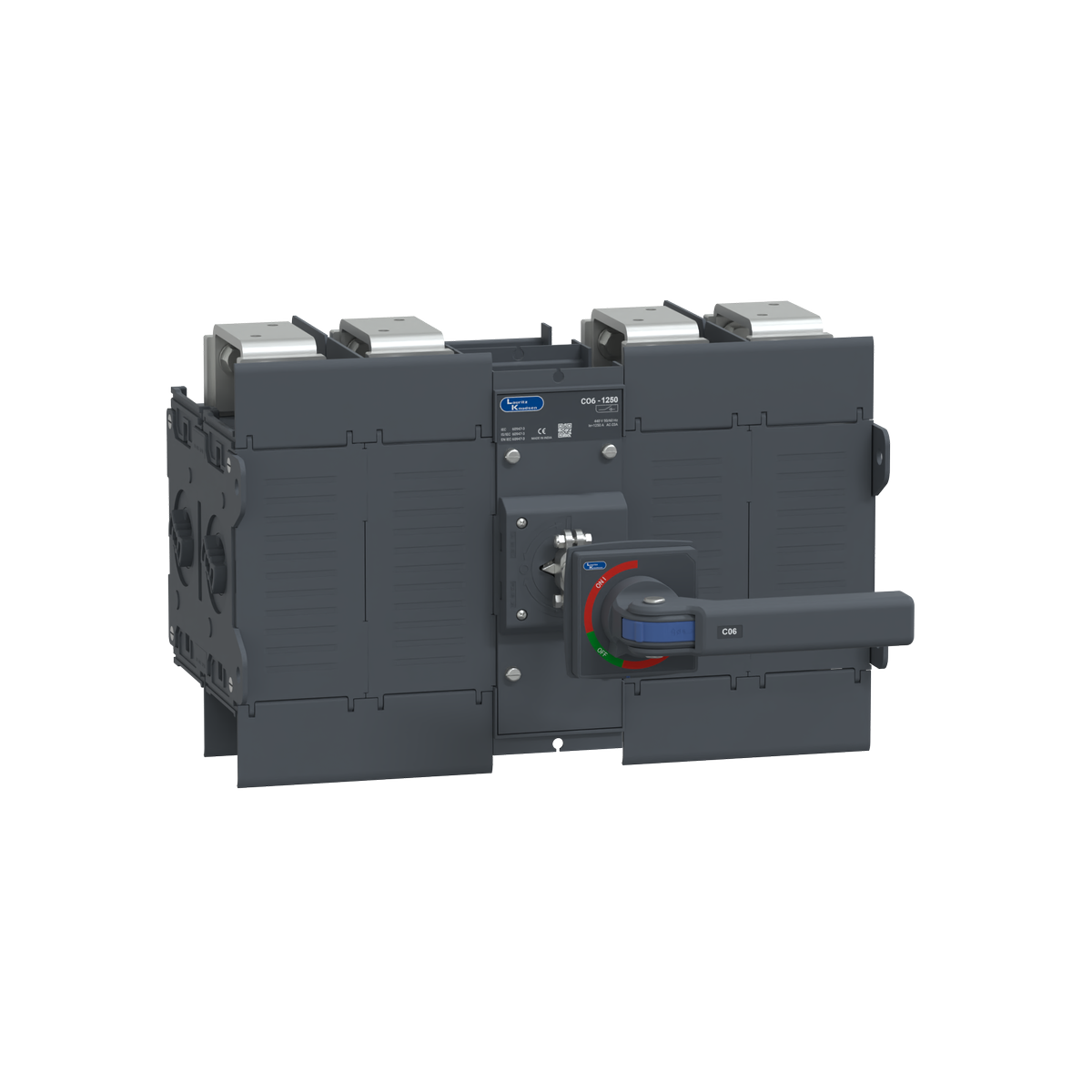 Lauritz Knudsen C-Line Manual Changeover Switch FR6 1250A 4P 415V AC Open Execution Extended Handle Center Operation