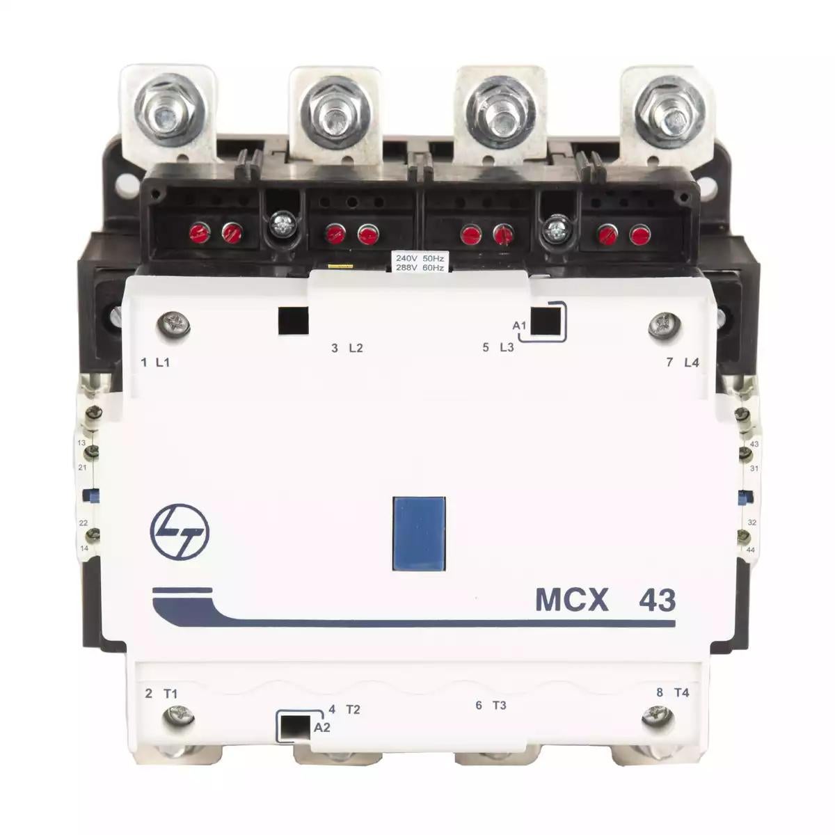 MCX Contactor 400A 4P 415V AC In Built 2NO+2NC AC-1 220V AC Coil 50/60 Hz