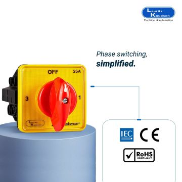 Lauritz Knudsen Phase Change Over (PS series Switch) 63A 1Pole 3 Way