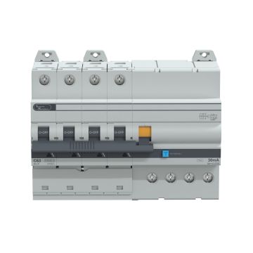 Lauritz Knudsen AU Standard RCBO, 4 Pole, C Curve, 10 kA, 30 mA, 63A, 415V | Suitable for Isolation| with Enhanced Safety