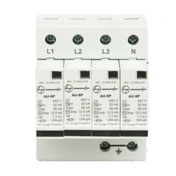 AU SPD Iimp 12.5kA; Imax 50kA 3P+N 400V AC Type 1+2    