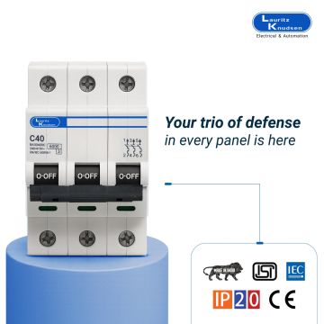 Lauritz Knudsen Tripper, MCB, C-Curve, 40A | 3 Pole | Energy Saving | Higher Life | 415V AC