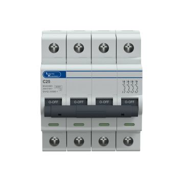 Lauritz Knudsen Tripper, MCB, C-Curve, 25A | 4 Pole | Energy Saving | Higher Life | 415V AC
