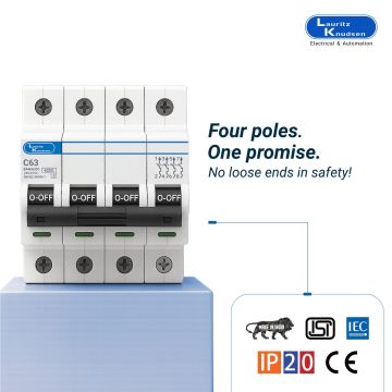 Lauritz Knudsen Tripper, MCB, C-Curve, 63A | 4 Pole | Energy Saving | Higher Life | 415V AC