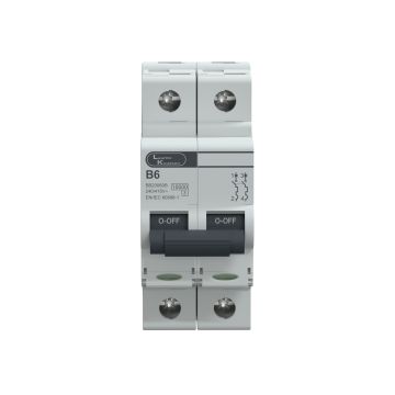 Lauritz Knudsen EXORA, MCB, 2 Pole, 240V AC, 10kA, B Curve, 6A