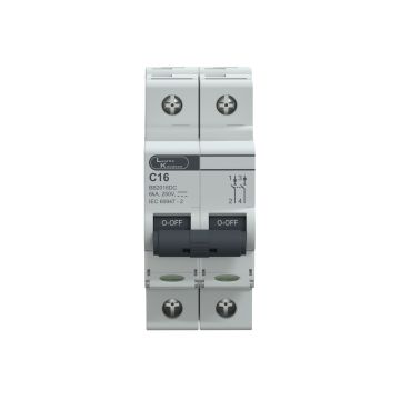 Lauritz Knudsen EXORA, MCB, 2 Pole, 250V DC, 6kA, C Curve, 16A