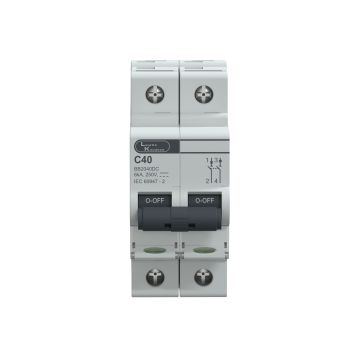 Lauritz Knudsen EXORA, MCB, 2 Pole, 250V DC, 6kA, C Curve, 40A