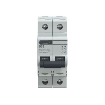 Lauritz Knudsen EXORA, MCB, 2 Pole, 240V AC, 10kA, B Curve, 63A