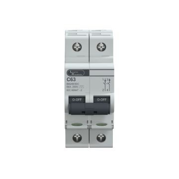 Lauritz Knudsen EXORA, MCB, 2 Pole, 250V DC, 6kA, C Curve, 63A