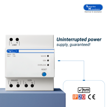 Lauritz Knudsen Tripper, ACCL, EB/DG 30A/3A | 1 Pole with Neutral | 230V AC | Power Saving | CE Marked 