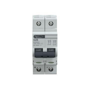 Lauritz Knudsen EXORA, MCB, 2 Pole, 500V DC, 10kA, C Curve, 25A