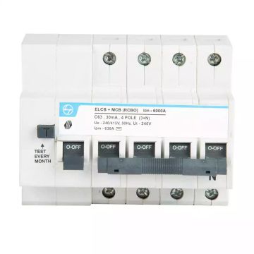 Tripper RCBO(EL+MCB) 63A FP 415V AC 6kA 30mA C Curve