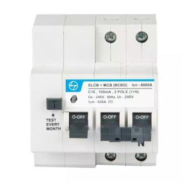 Tripper RCBO(EL+MCB) 63A DP 240V AC 6kA 100mA C Curve