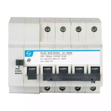 Tripper RCBO(EL+MCB) 63A FP 415V AC 6kA 100mA C Curve