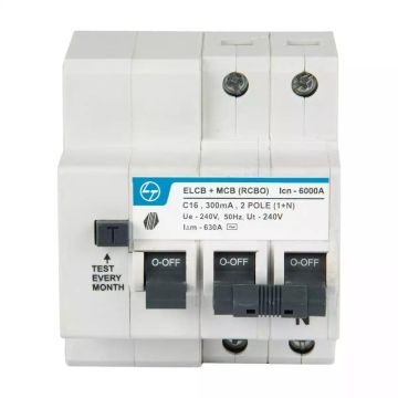 Tripper RCBO(EL+MCB) 63A DP 240V AC 6kA 300mA C Curve