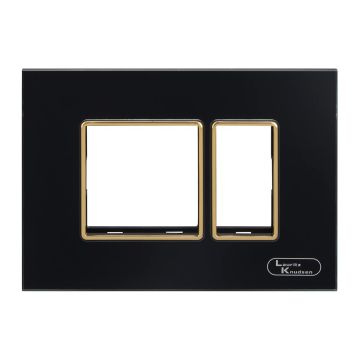 Lauritz Knudsen Entice Modular Switch Glass Plates | 3 Module | With Grid Frames | With Glass Finish (Onyx Black)