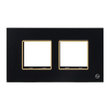Lauritz Knudsen Entice Modular Switch Glass Plates | 4 Module | With Grid Frames | With Glass Finish (Onyx Black)