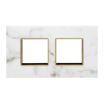 Lauritz Knudsen Entice Modular Switch Marble Plates | 4 Module | With Grid Frames | With Marble Finish (White)