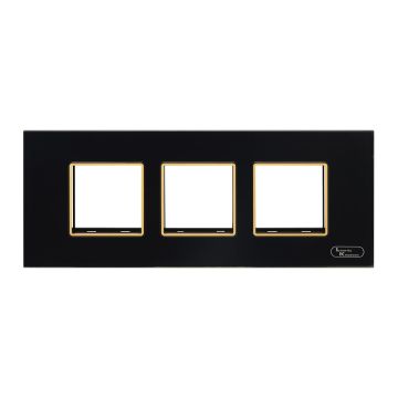 Lauritz Knudsen Entice Modular Switch Glass Plates | 6 Module | With Grid Frames | With Glass Finish (Onyx Black)