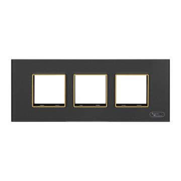 Lauritz Knudsen Entice Modular Switch Glass Plates | 6 Module | With Grid Frames | With Glass Finish (Classic Grey)