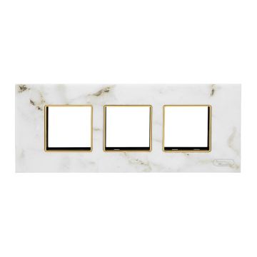 Lauritz Knudsen Entice Modular Switch Marble Plates | 6 Module | With Grid Frames | With Marble Finish (White)