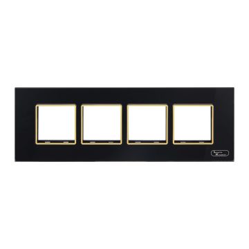 Lauritz Knudsen Entice Modular Switch Glass Plates | 8 Module | With Grid Frames | With Glass Finish | Horizontal (Onyx Black)